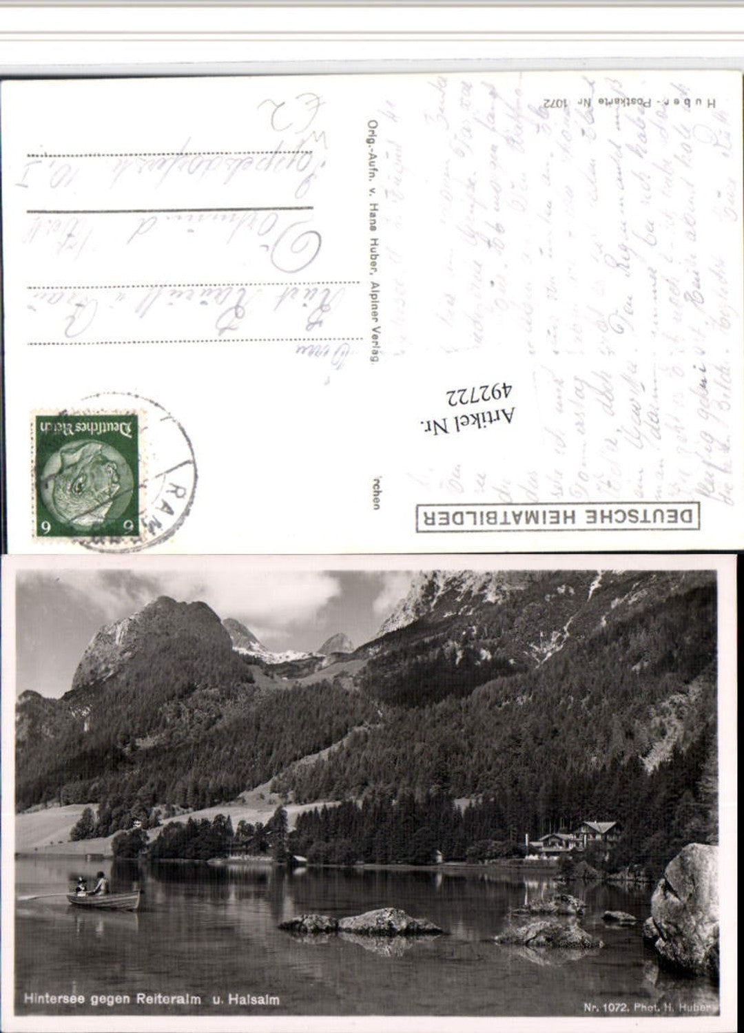 492722,Hintersee See b. Berchtesgaden geg. Reiteralm u. Halsalm Bergkulisse