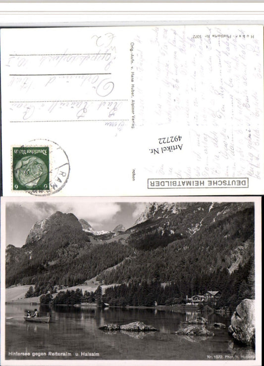 492722,Hintersee See b. Berchtesgaden geg. Reiteralm u. Halsalm Bergkulisse