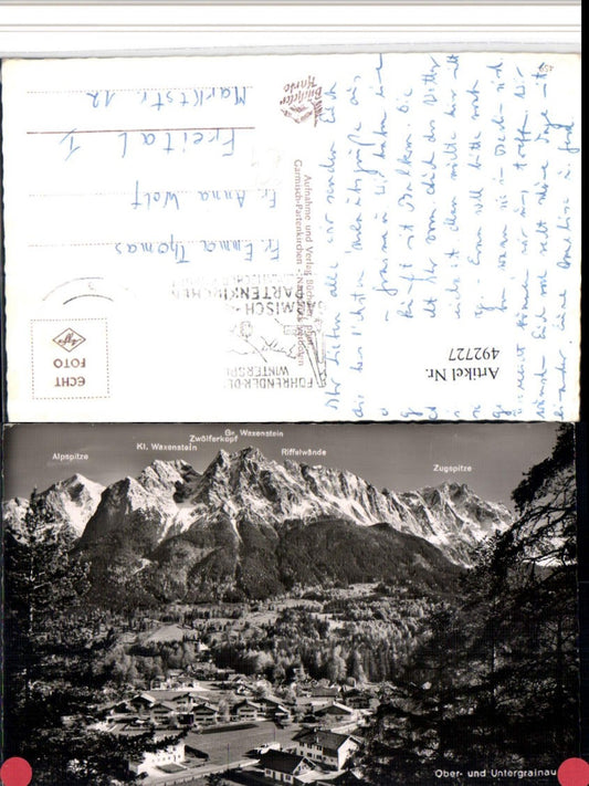 492727,Ober- und Untergrainau b. Grainau Totale m. Zugspitze Bergkulisse