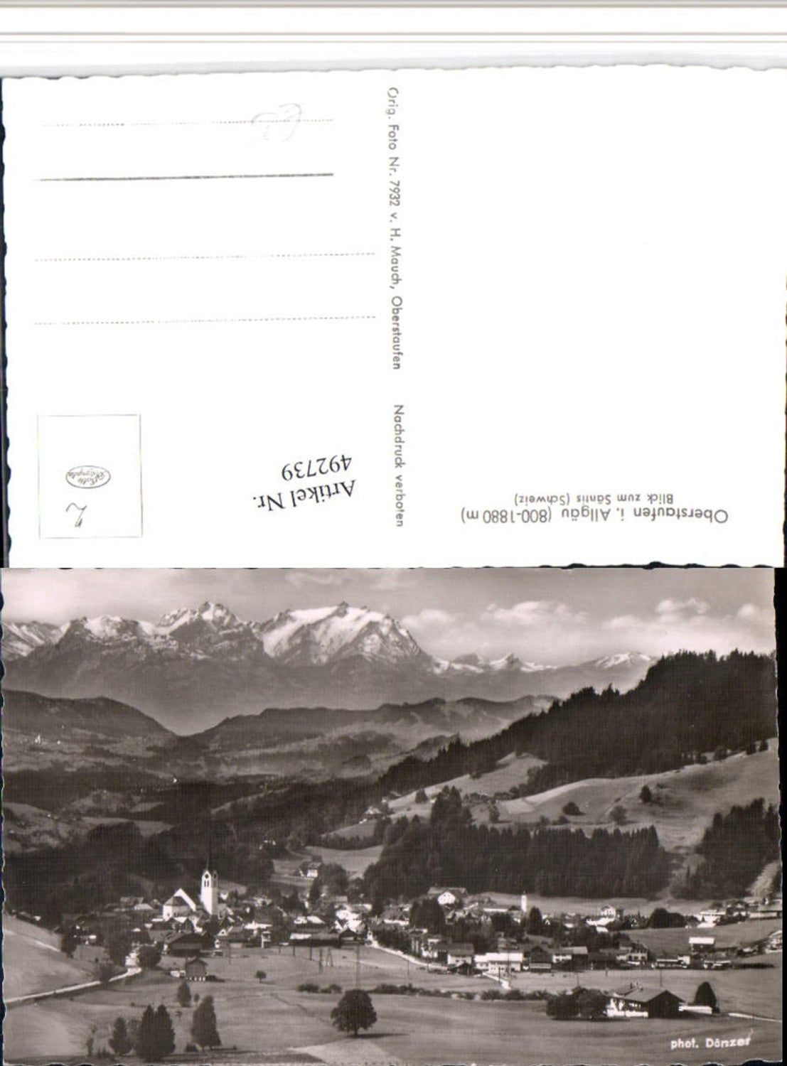 492739,Oberstaufen im Allgäu Totale m. Säntis Bergkulisse