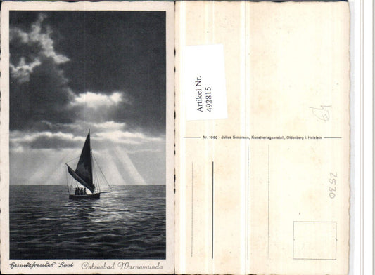 492815,Ostseebad Warnemünde b. Rostock Heimkehrendes Boot