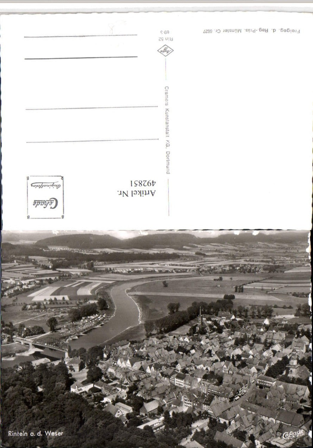 492851,Rinteln an d. Weser Totale Fliegeraufnahme