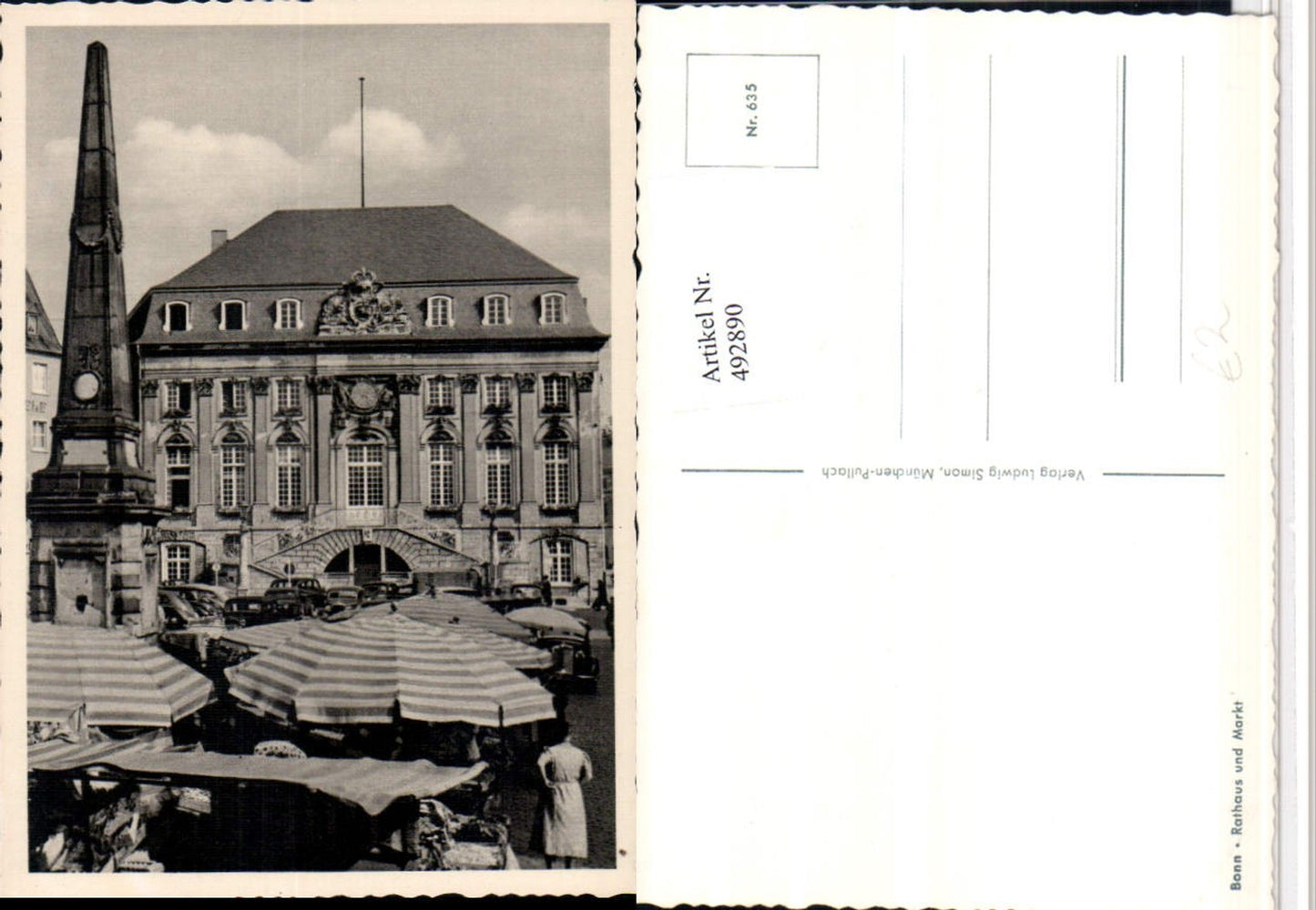 492890,Bonn am Rhein Rathaus u. Markt Säule