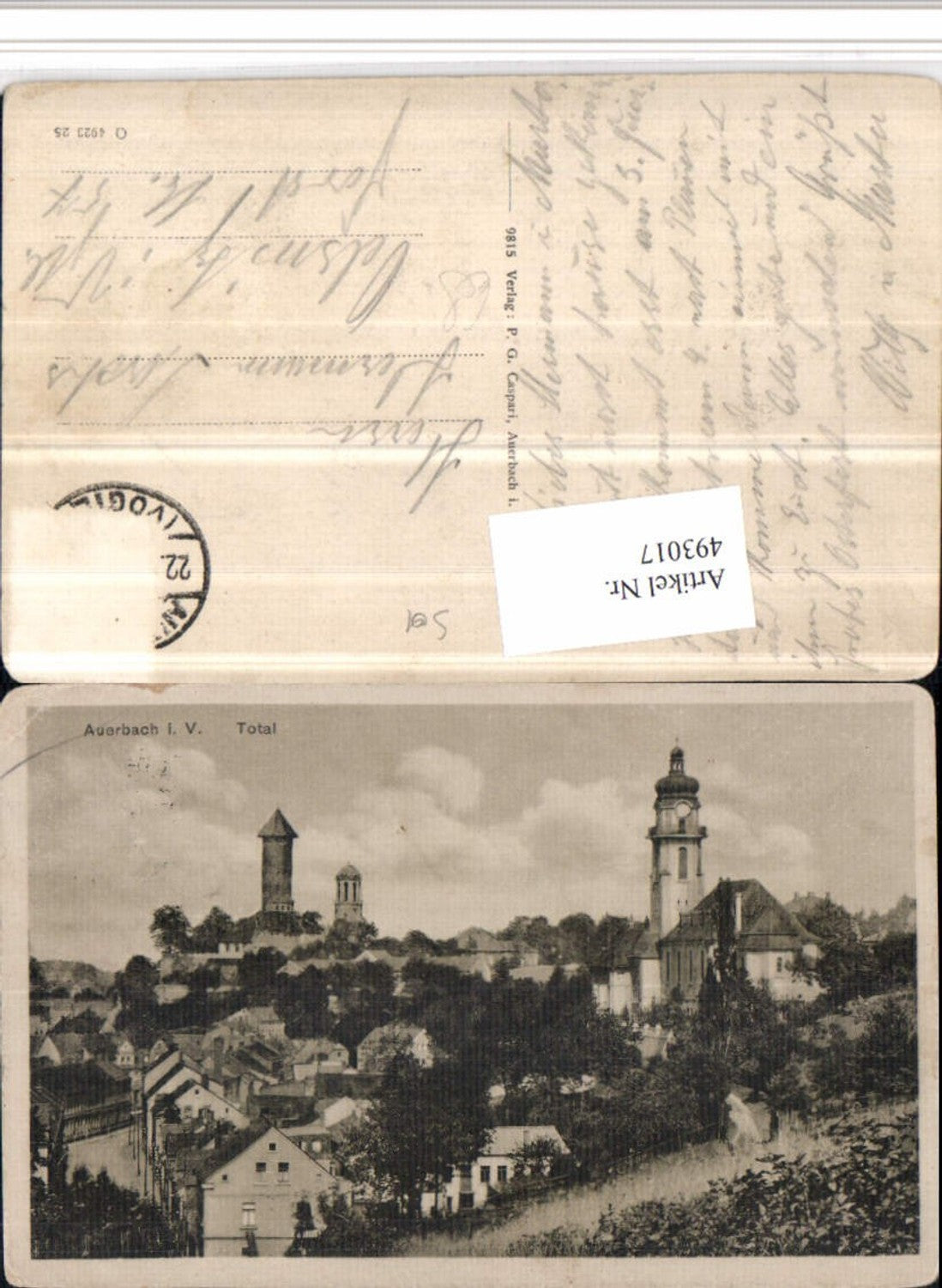 493017,Auerbach im Vogtland Totale Kirche Turm