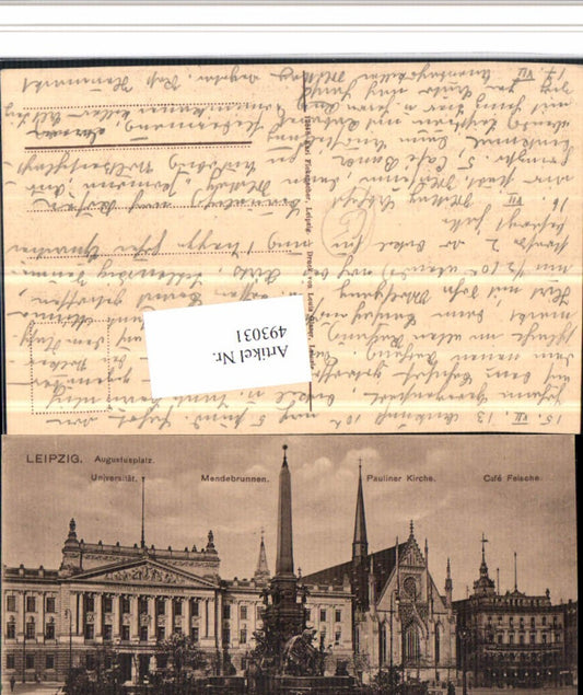 493031,Leipzig Augustusplatz Universität Kirche Brunnen