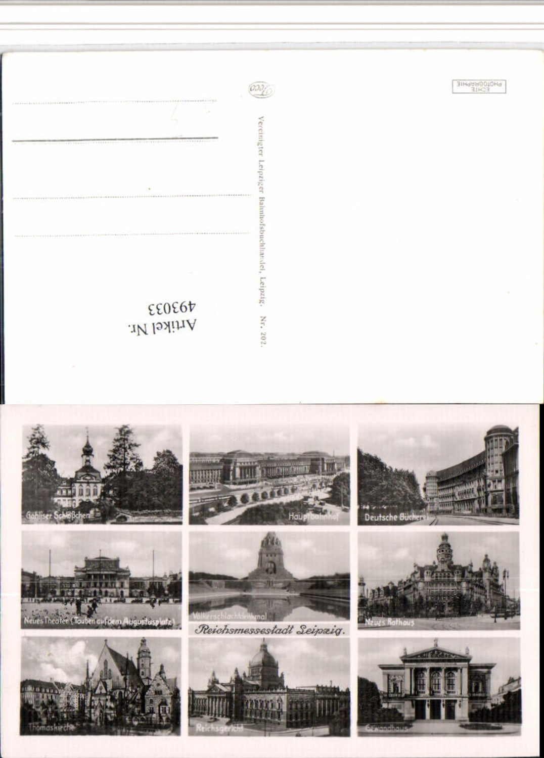 493033,Leipzig Völkerschlachtdenkmal Bahnhof Rathaus Mehrbildkarte