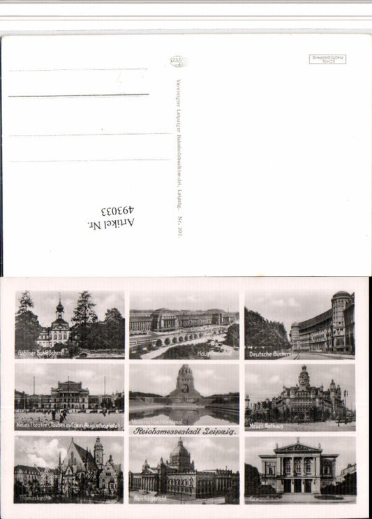 493033,Leipzig Völkerschlachtdenkmal Bahnhof Rathaus Mehrbildkarte