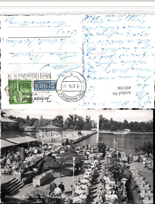 493106,Hannover Blick von d. Maschsee Gaststätte Terrasse