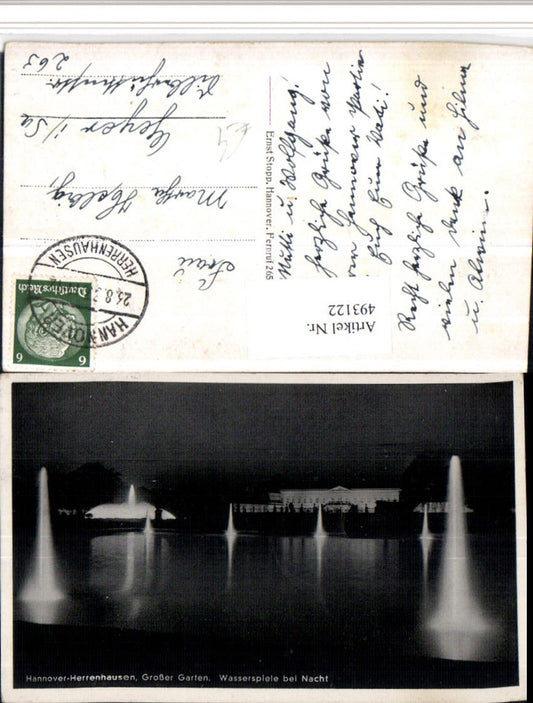 493122,Hannover Herrenhausen Großer Garten Wasserspiele b. Nacht
