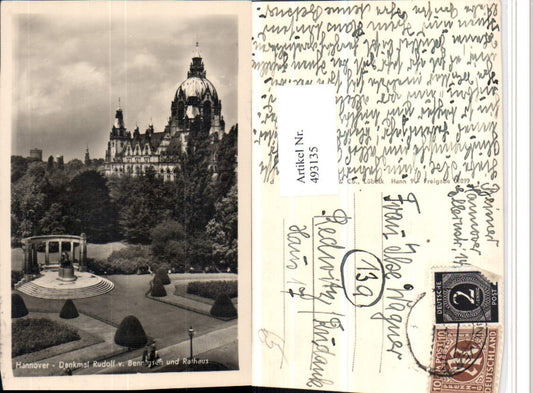 493135,Hannover Denkmal Rudolf v. Bennigsen u. Rathaus