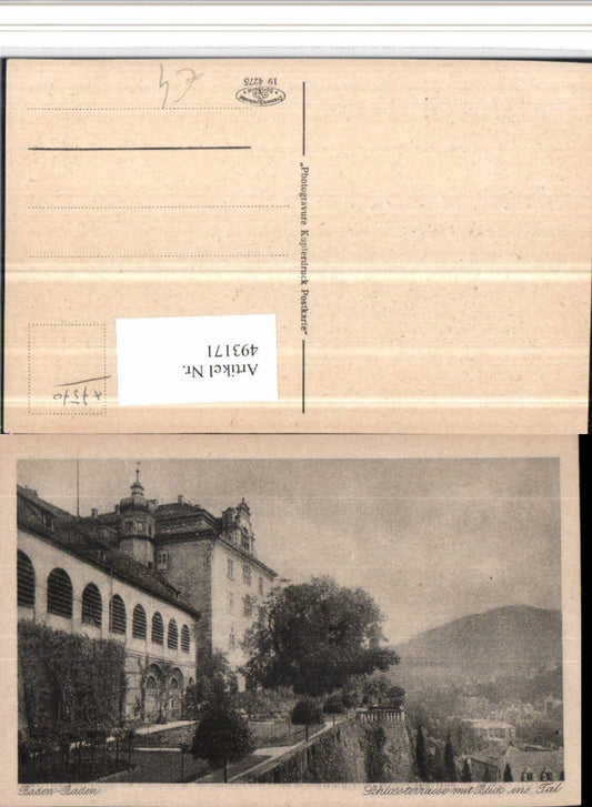 493171, Baden-Baden Castle Terrace with view into the valley