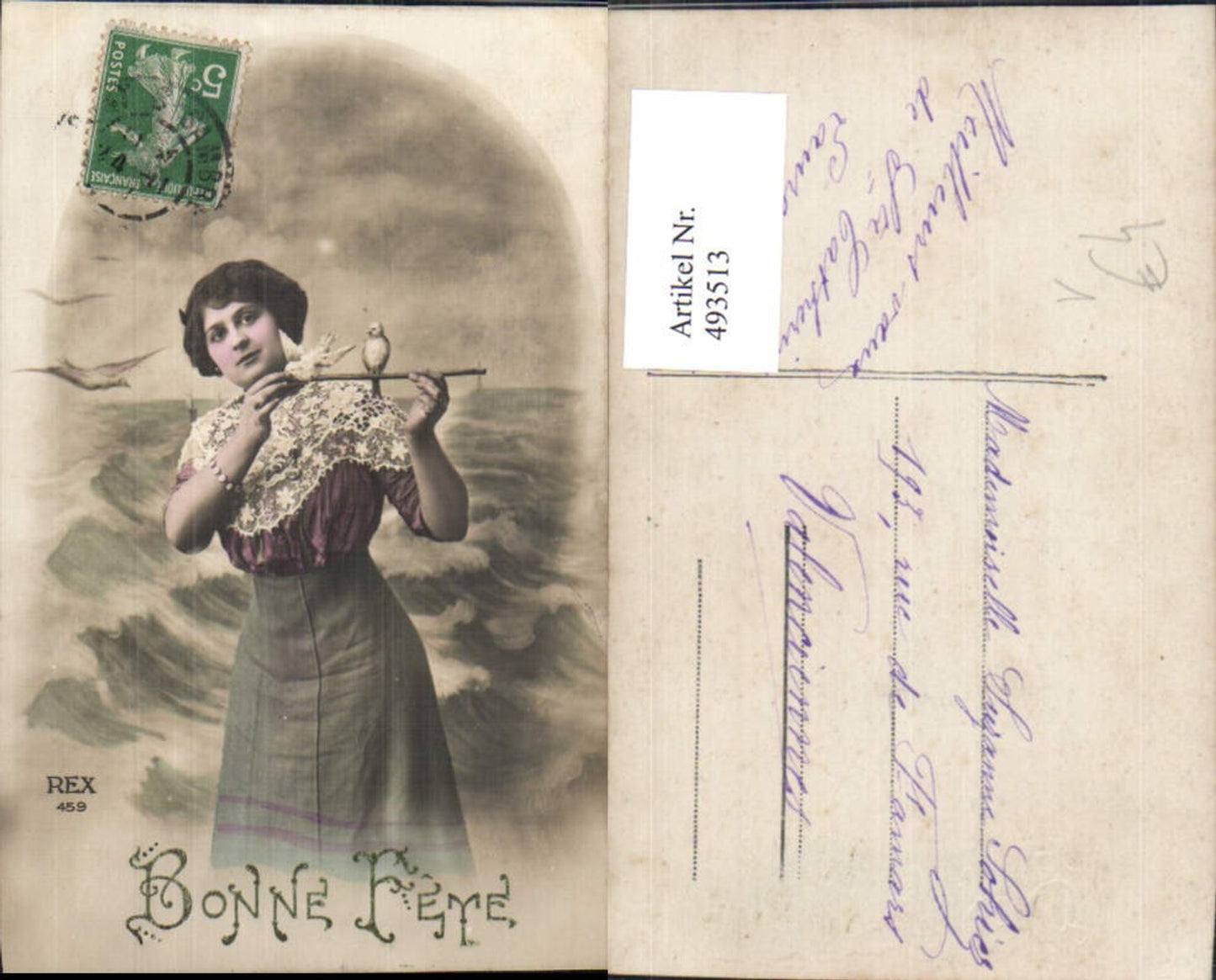 493513,Frau Lockenkopf Stock m. Vögel pub REX 459