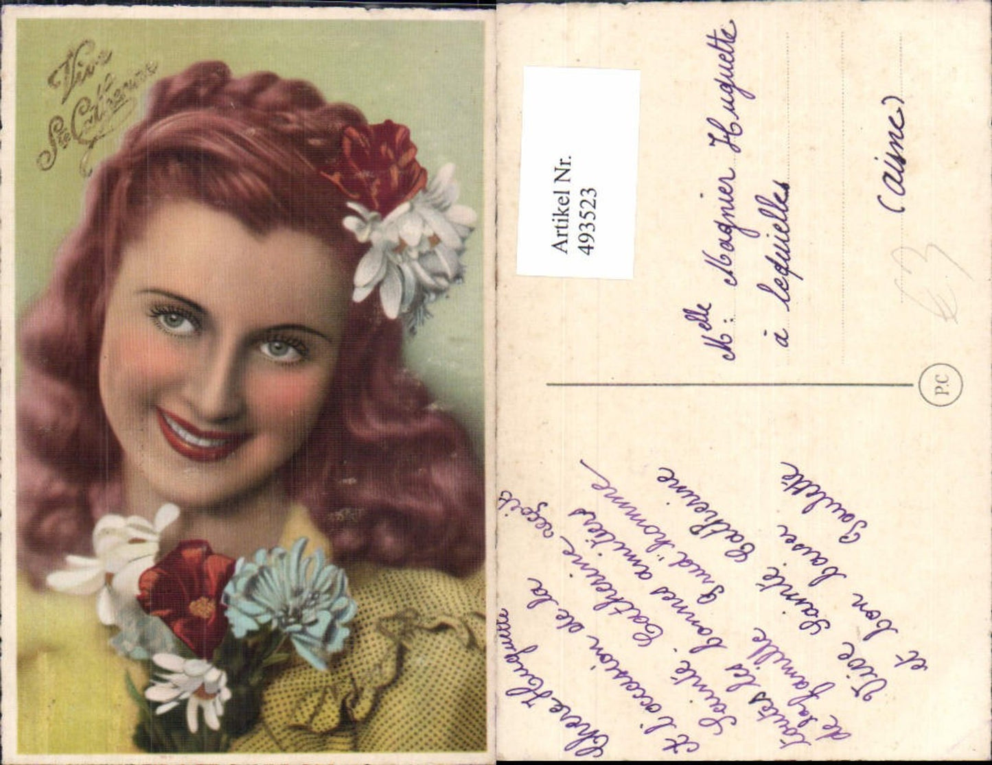 493523, Woman with curly hair, portrait, braid, flowers in hair, Vive Ste Catherine