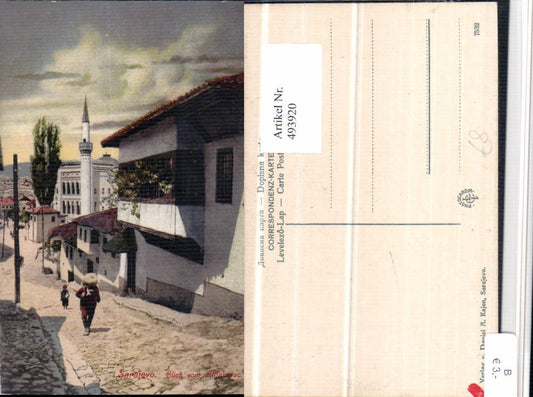 493920,Bosnia Sarajevo Blick vom Alifakovac Straßenpartie Minarett