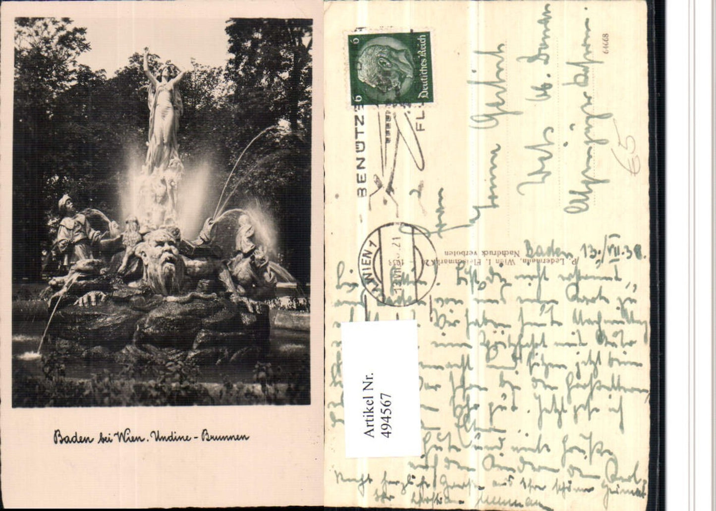 494567,Baden b. Wien Undine-Brunnen Statue