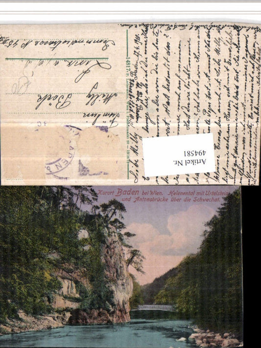 494581,Baden b. Wien Helenental m. Urtelstein u. Antonsbrücke