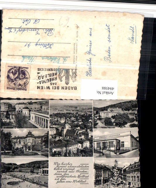 494588,Baden Totale Josefsplatz Kurhaus Strandbad Mehrbildkarte