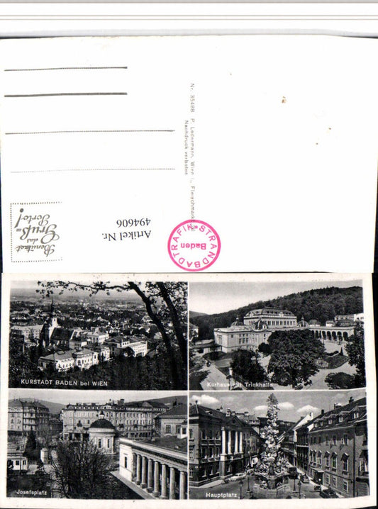 494606,Baden b. Wien Totale Kurhaus Hauptplatz Mehrbildkarte