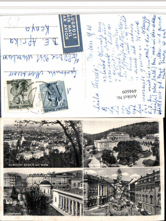 494609,Baden b. Wien Totale Kurhaus Hauptplatz Mehrbildkarte