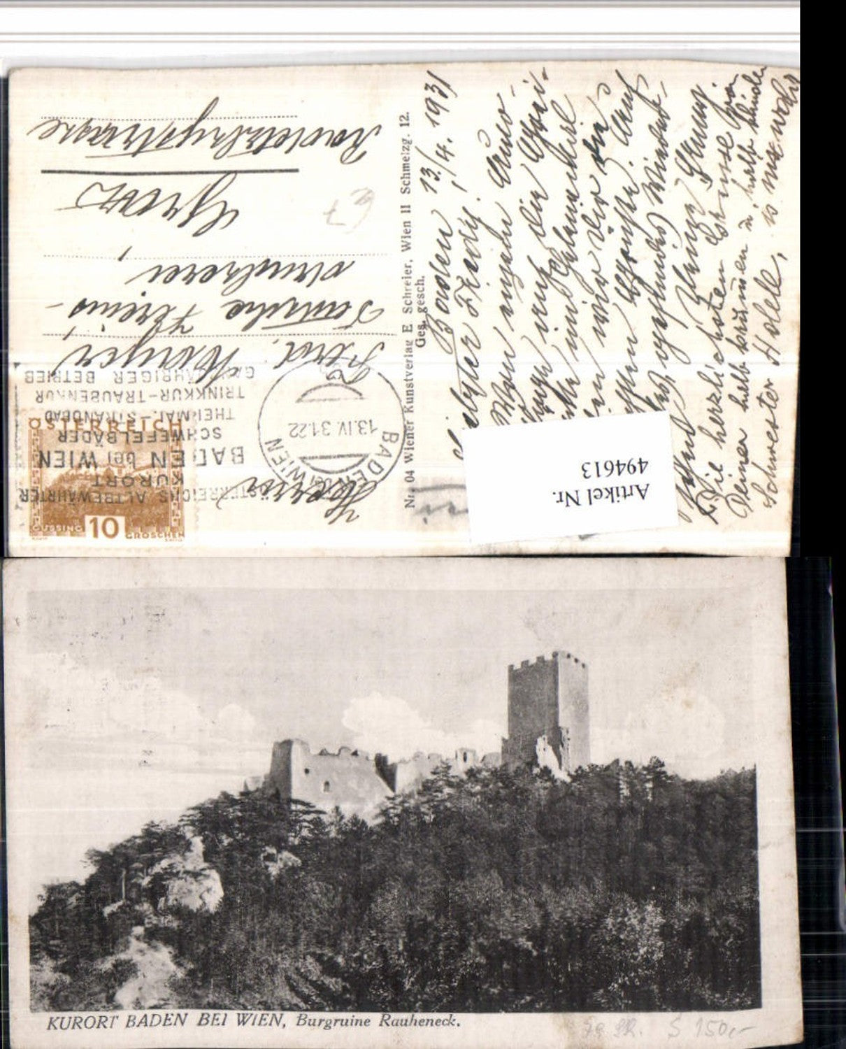 494613,Baden b. Wien Burgruine Rauheneck