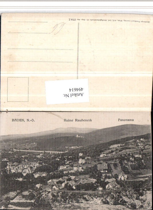494614,Baden Panorama m. Ruine Rauheneck pub Sperling 1714