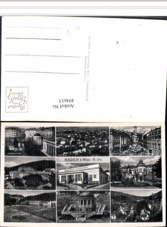 494615,Baden b. Wien Totale Hauptplatz Kurhaus Mehrbildkarte
