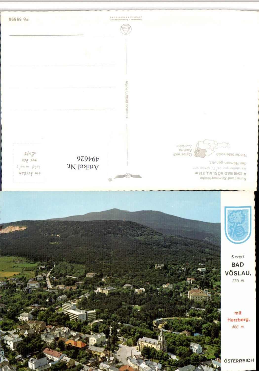494626,Bad Vöslau Totale m. Harzberg pub Alpine Luftbild 59596