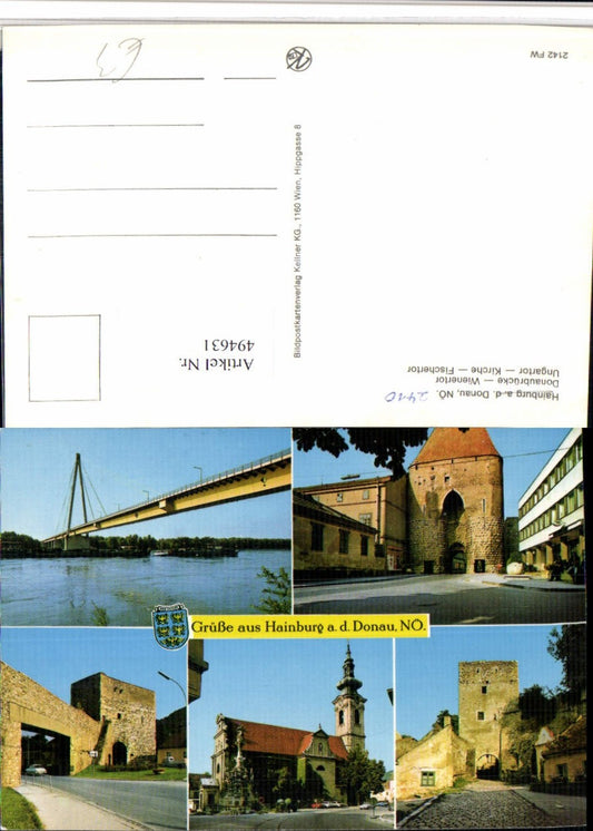494631,Hainburg an d. Donau Brücke Wiener-Tor Kirche Mehrbildkarte