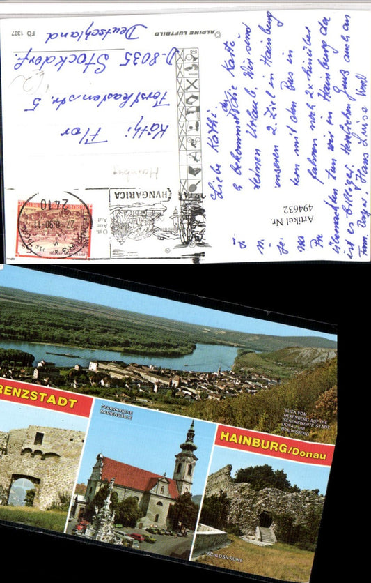 494632,Hainburg an d. Donau Totale Kirche Mehrbildkarte pub Alpine Luftbild 1307
