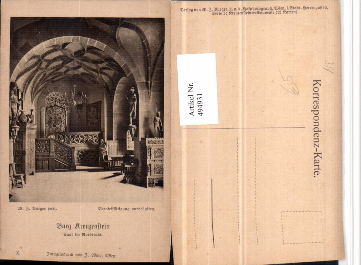 4947931,Burg Kreuzenstein b. Leobendorf Saal im Nordtrakt