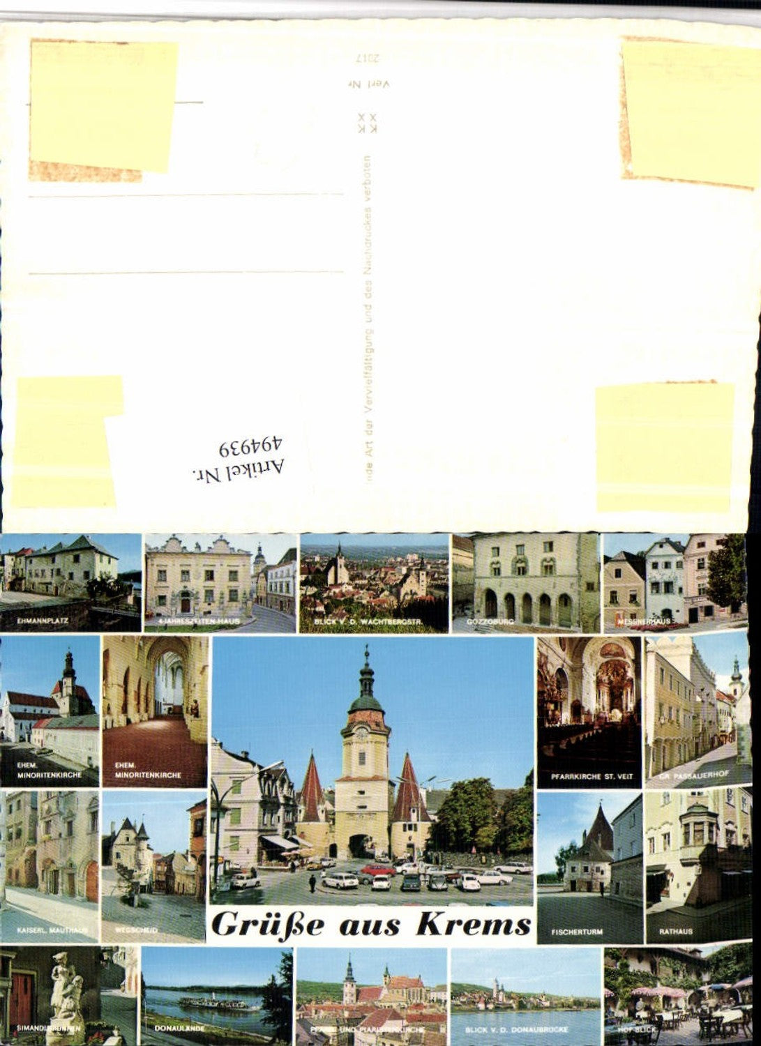 4947939,Krems an d. Donau Totale Kirche Rathaus Erker Wegscheid Mehrbildkarte