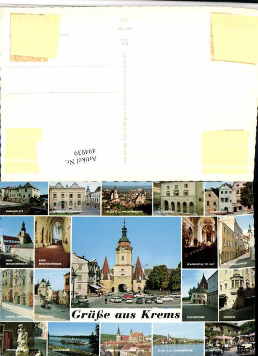 4947939,Krems an d. Donau Totale Kirche Rathaus Erker Wegscheid Mehrbildkarte