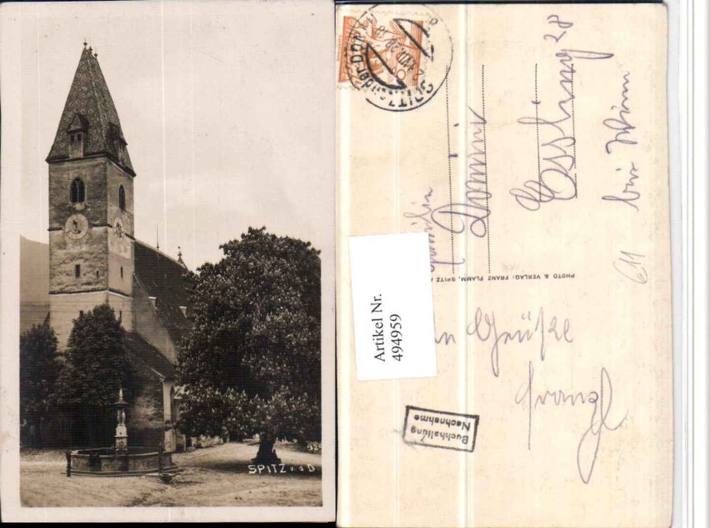 4947959,Spitz an d. Donau Kirche Brunnen