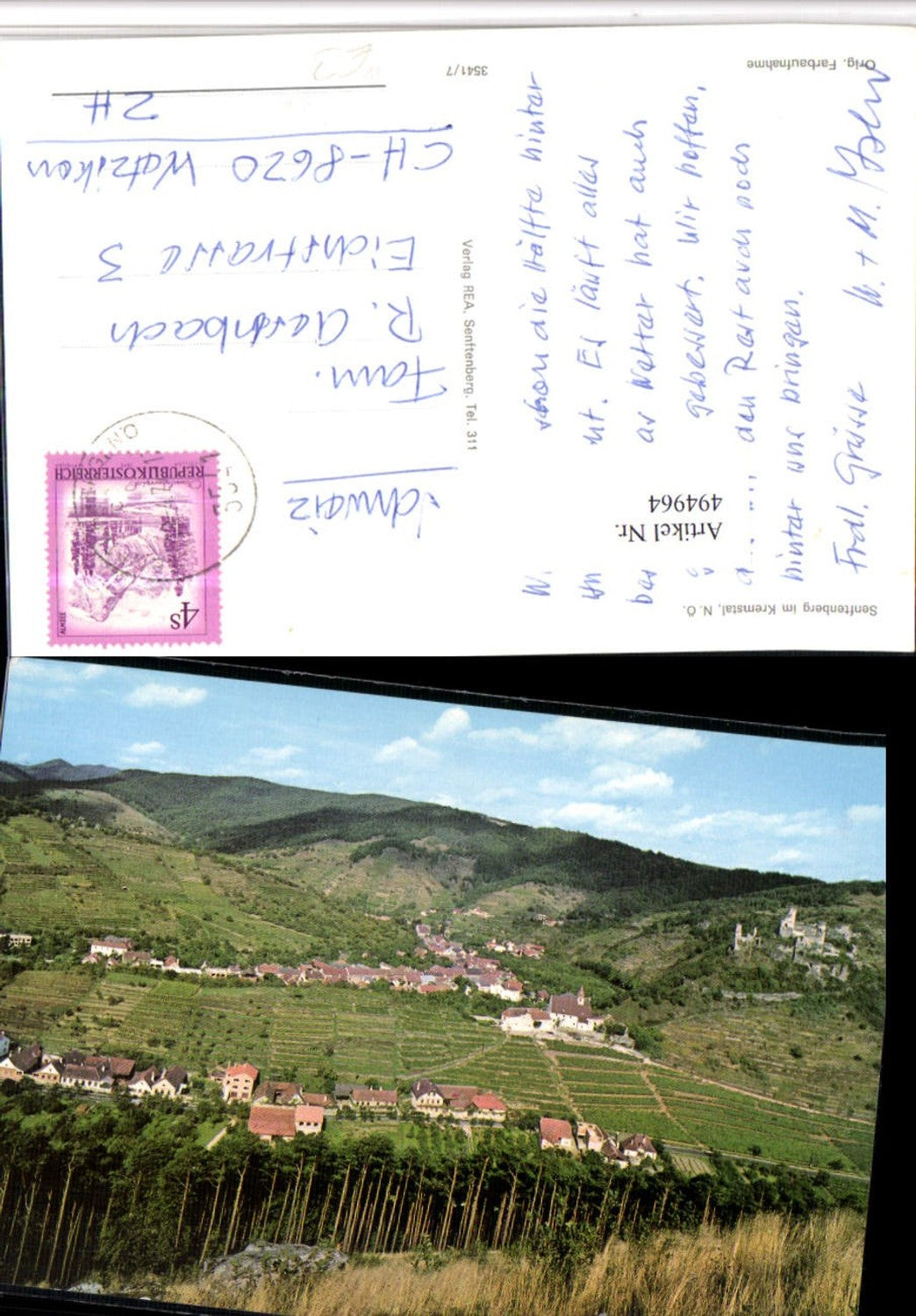 4947964,Senftenberg im Kremstal Totale m. Ruine