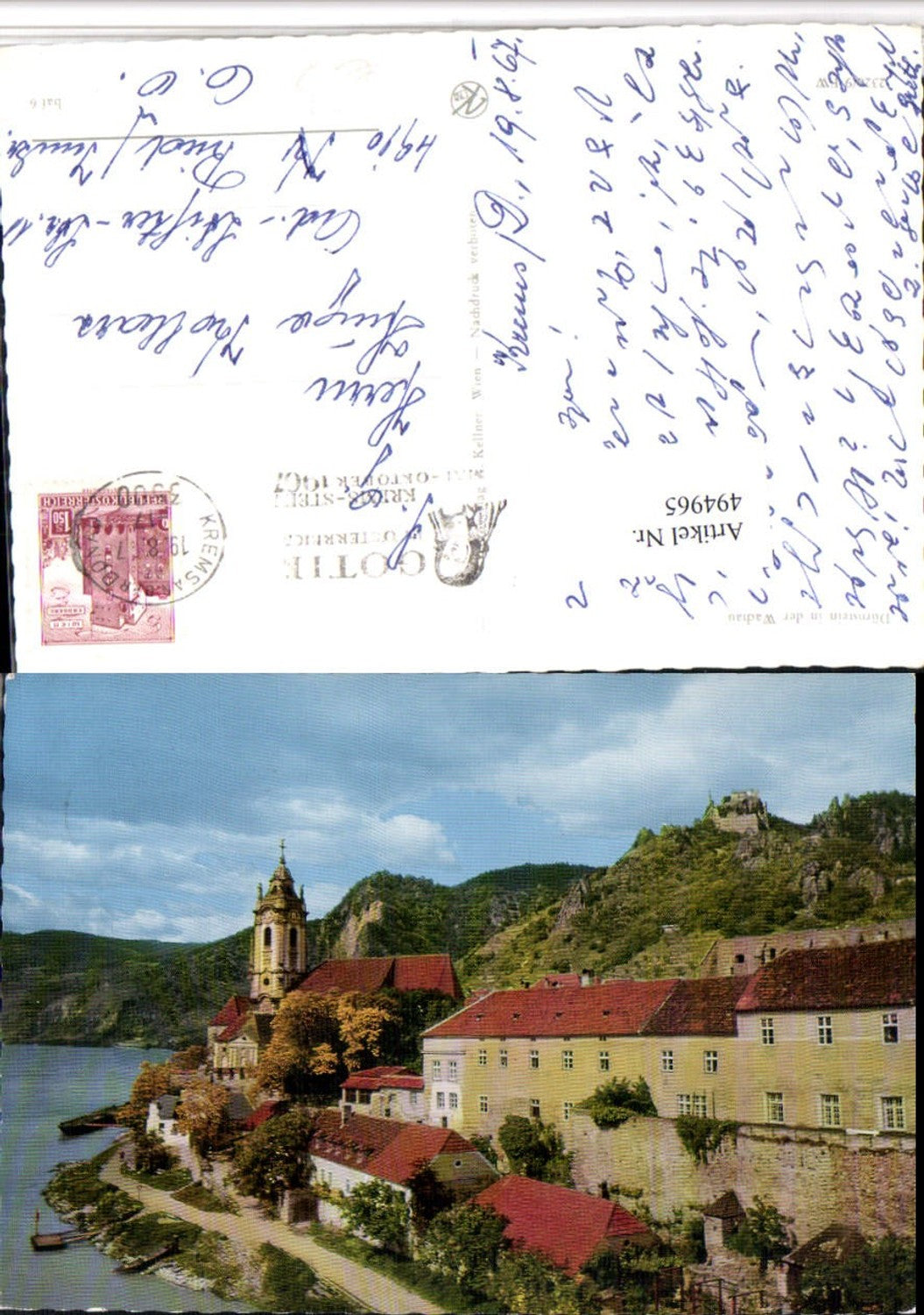 4947965,Dürnstein in d. Wachau Teilansicht Kirche m. Ruine