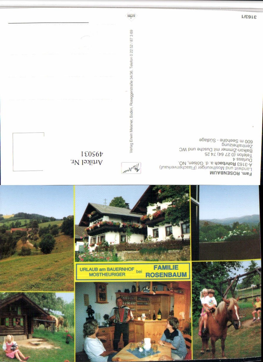 4948031,Rohrbach an d. Gölsen Familie Rosenbaum Pferde Mehrbildkarte
