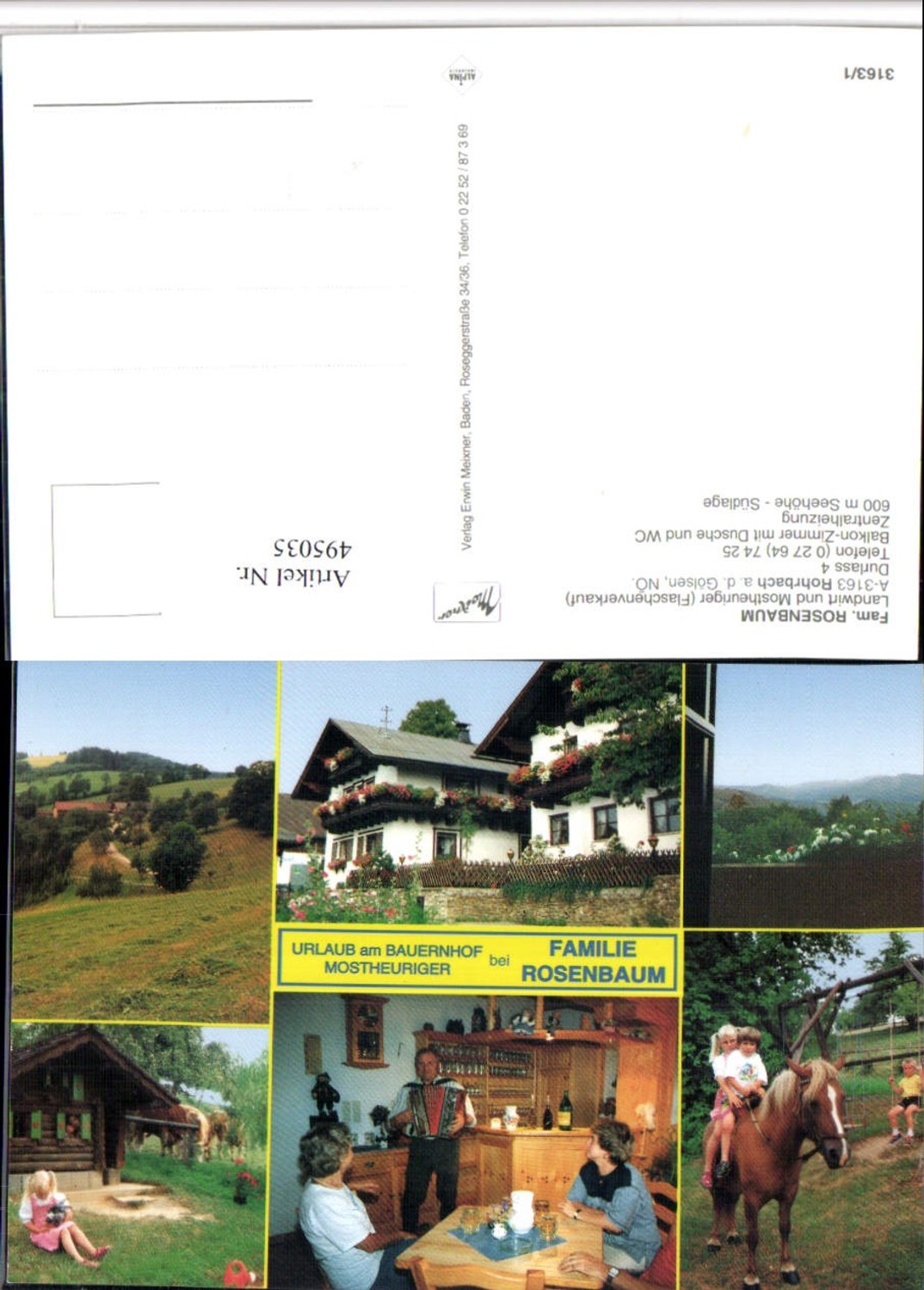 4948035,Rohrbach an d. Gölsen Fam. Rosenbaum Pferde Mehrbildkarte