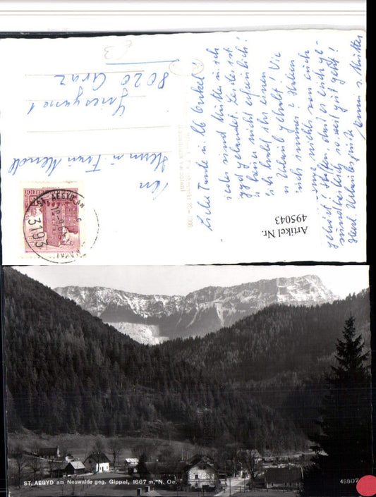 4948043,St. Aegyd am Neuwalde Totale geg. Gippel Bergkulisse