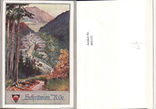 495153,Künstler AK A. Reckziegel Schottwien Totale