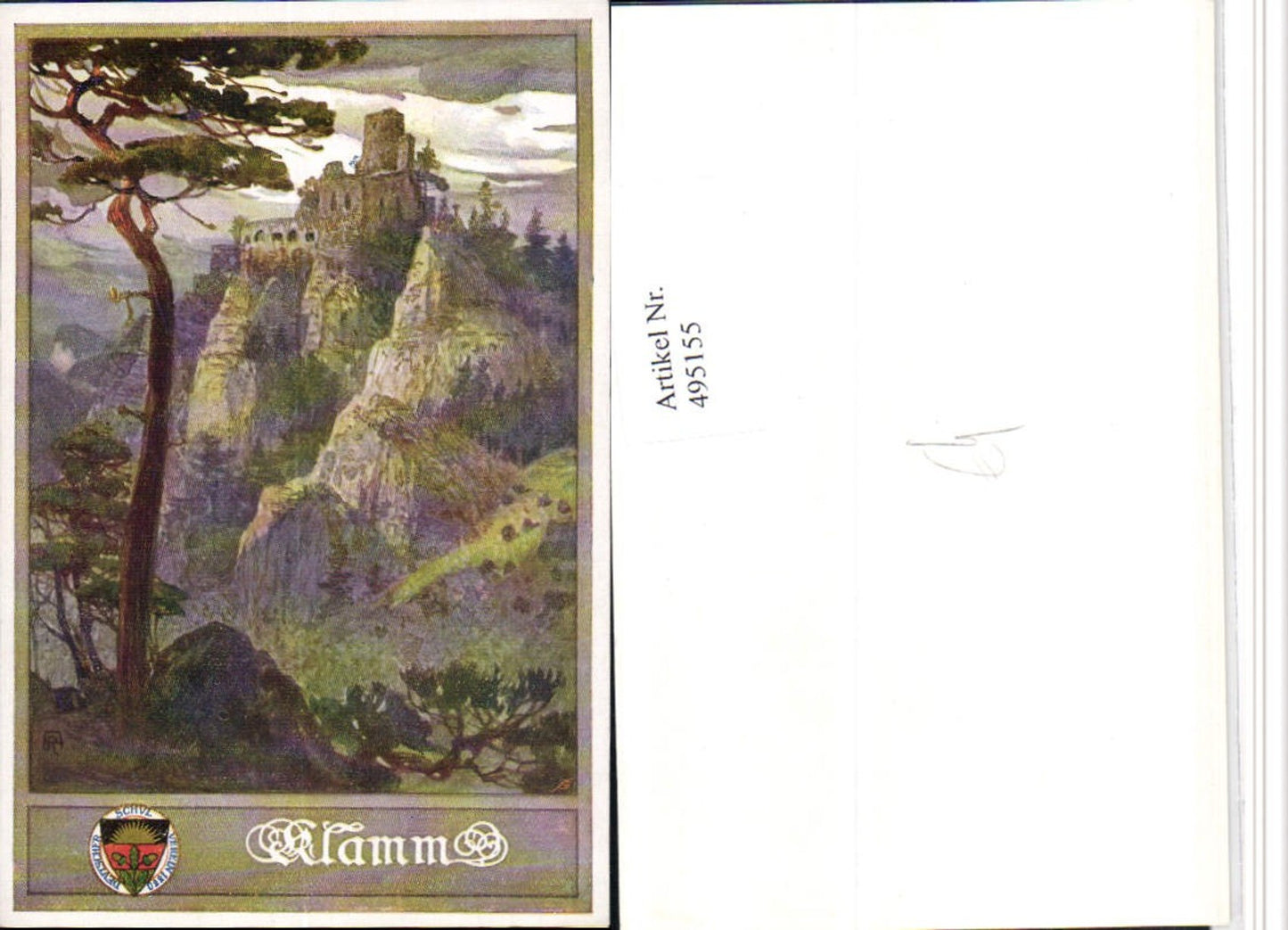 495155,Künstler AK A. Reckziegel Klamm Ruine b. Breitenstein Semmering