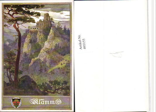 495155,Künstler AK A. Reckziegel Klamm Ruine b. Breitenstein Semmering