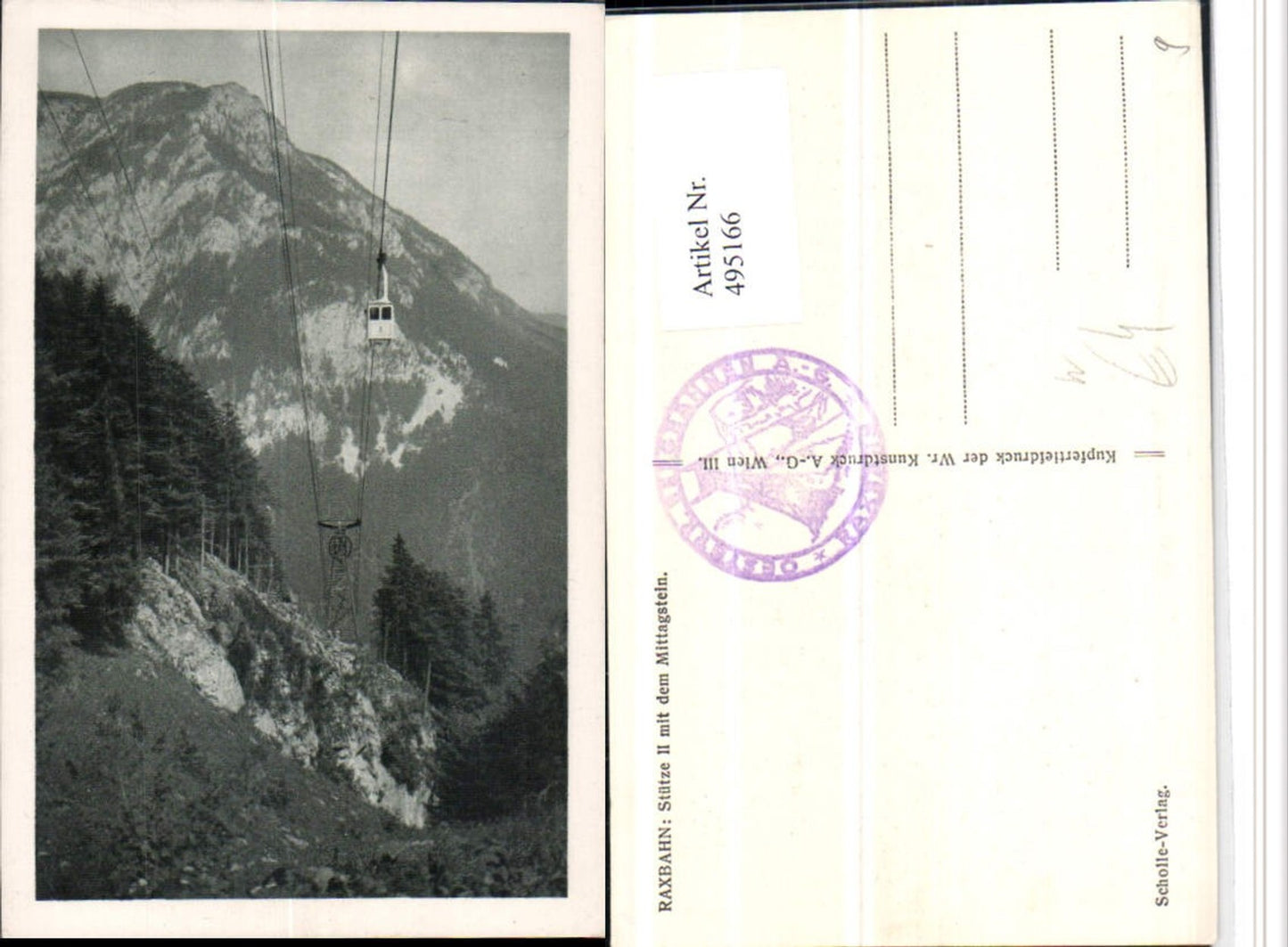 495166,Raxbahn Seilbahn b. Reichenau Stütze II m. Mittagstein