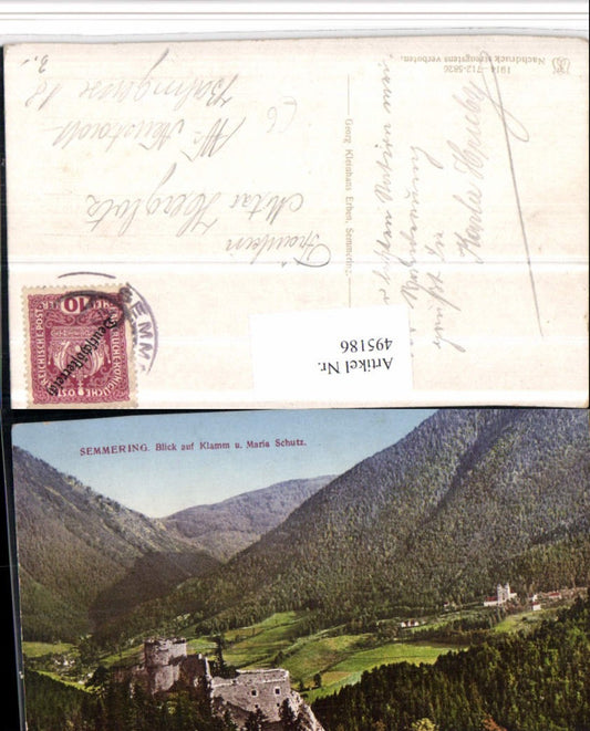495186,Semmering Blick auf Klamm u. Maria Schutz