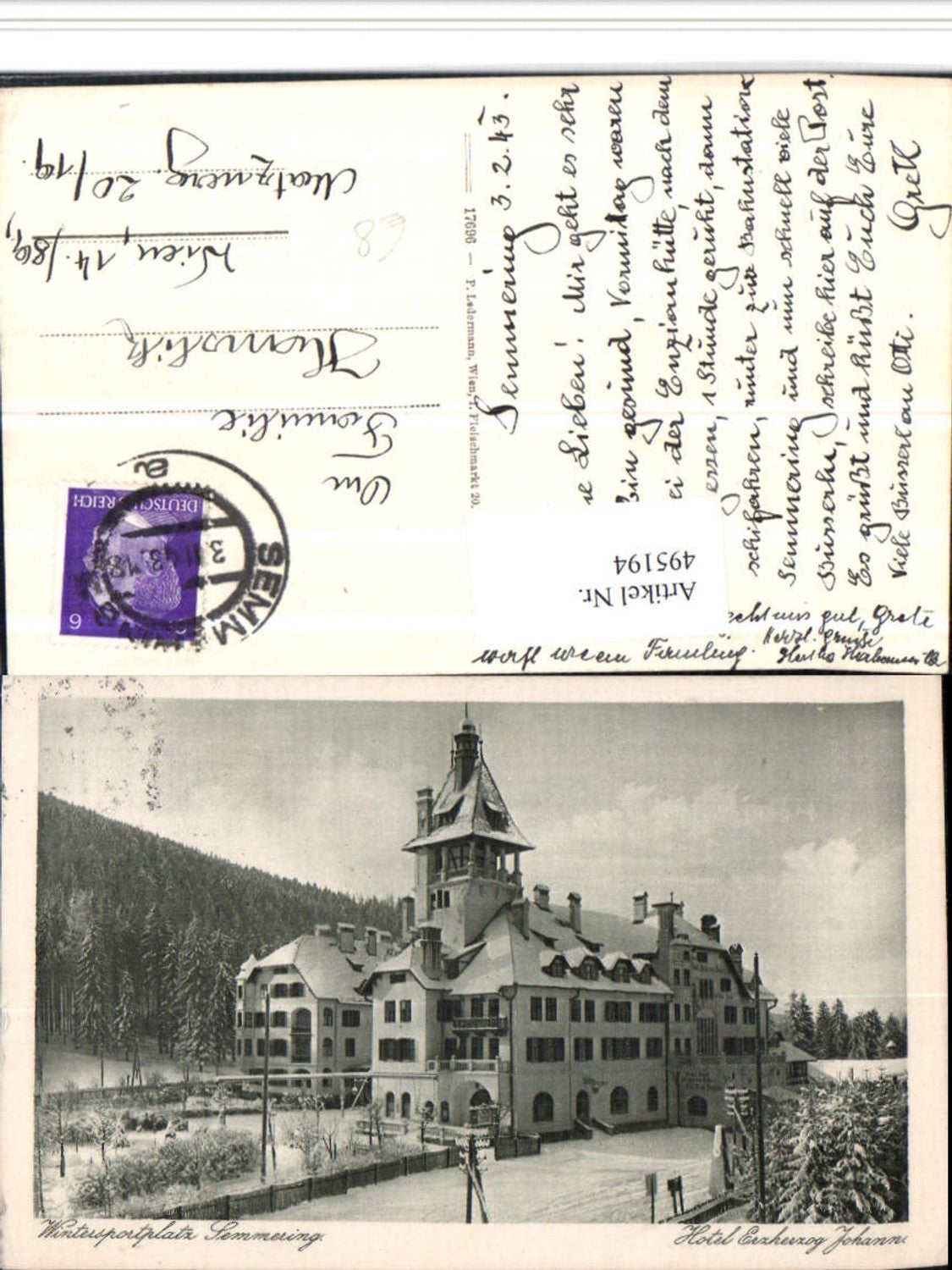 495194,Semmering Hotel Erzherzog Johann Winterbild