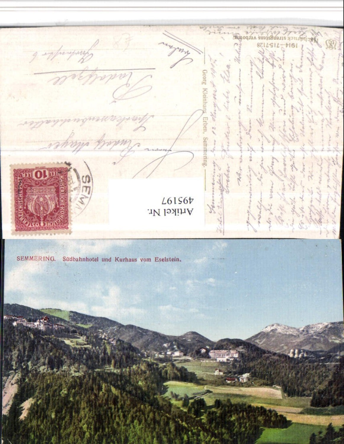 495197,Semmering Südbahnhotel u. Kurhaus vom Eselstein