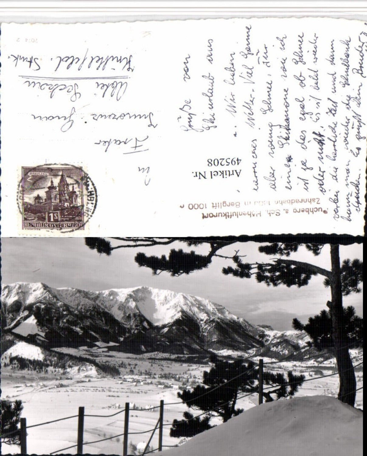 495208,Puchberg am Schneeberg Teilansicht Bergkulisse Winterbild