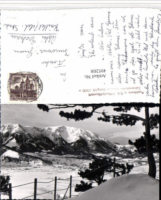 495208,Puchberg am Schneeberg Teilansicht Bergkulisse Winterbild