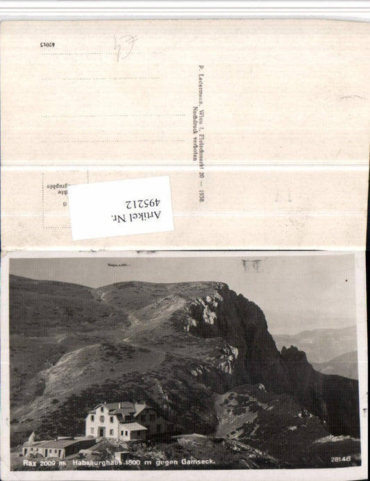 495212,Rax Habsburghaus Berghütte b. Nasswald Schwarzau geg. Gamseck