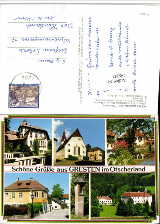 495244,Gresten Kirche Bildstock Schloss Stiebar Mehrbildkarte