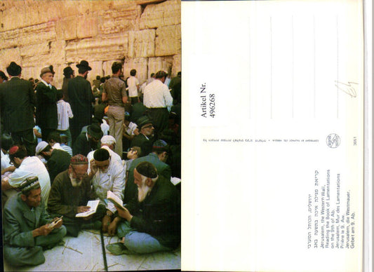 496268,Israel Jerusalem Western Wall Reading Book of Lamentations Volkstypen